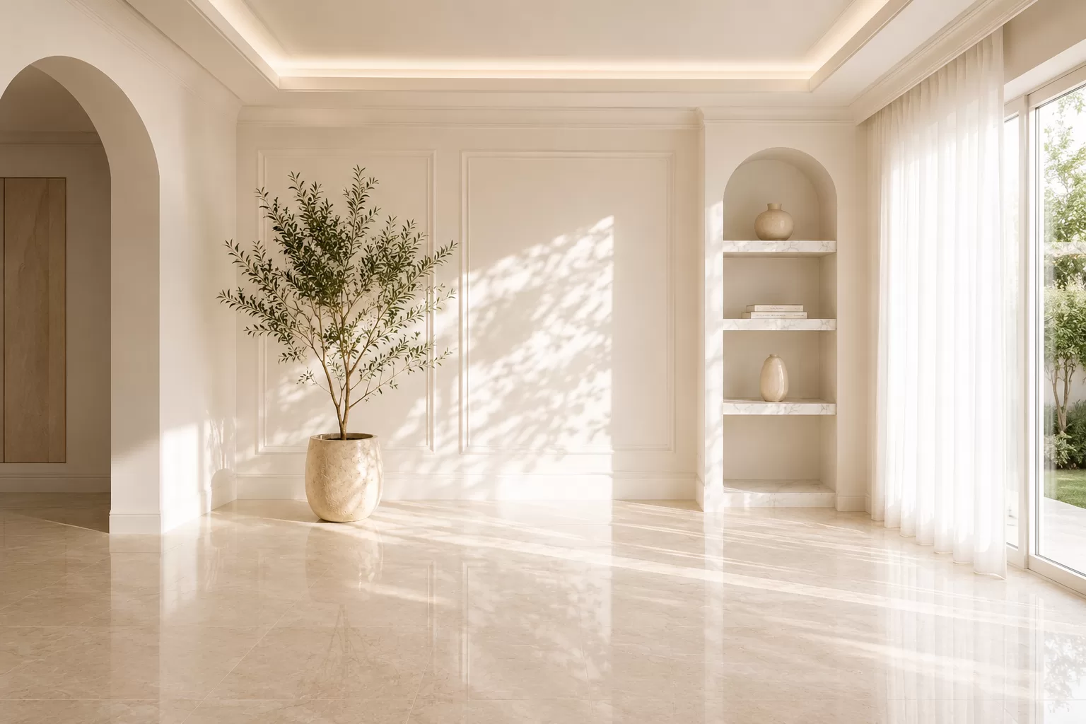 Interior minimalist cu lumină naturală
